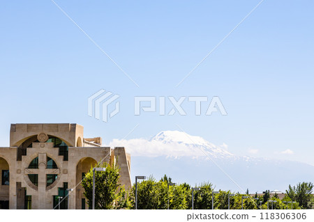 view of Mount Ararat from Etchmiadzin courtyard view of Mount Ararat from Etchmiadzin courtyard 118306306