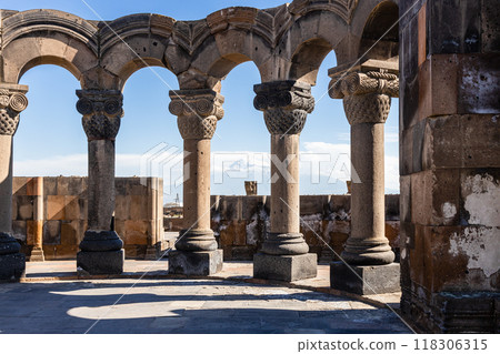 colonnade in Zvartnots Cathedral in Armenia colonnade in Zvartnots Cathedral in Armenia 118306315