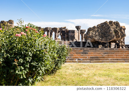 foundation stones of Zvartnots Temple from garden 118306322
