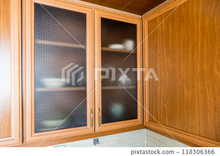 wooden frame wall cabinet doors in home kitchen wooden frame wall cabinet doors in home kitchen 118306366