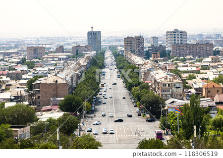 Mashtots Avenue from Erebuni hill in Yerevan city 118306519