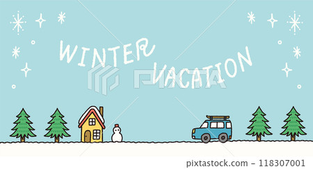 Winter cityscape background illustration material 118307001
