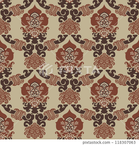 Seamless pattern with patterns in the form of old Byzantine fabrics. Stylized floral ornament. Seamless pattern with patterns in the form of old Byzantine fabrics. Stylized floral ornament. 118307063