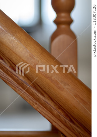 Wooden baluster close-up Wooden baluster close-up 118307126