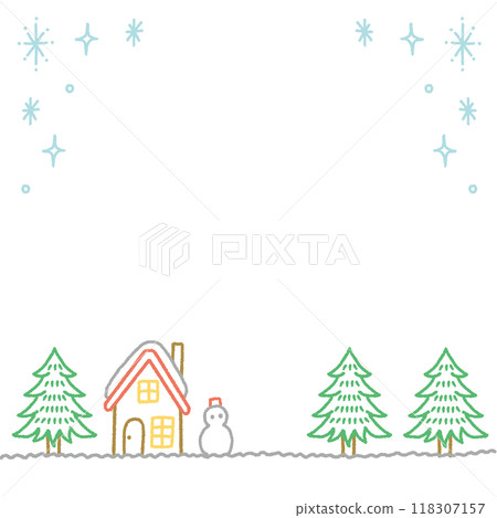 Winter snow scene background illustration material white background 118307157