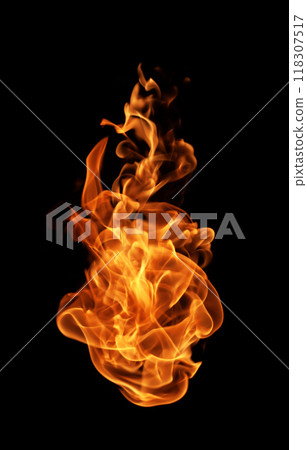 Fire flames isolated on black background 118307517