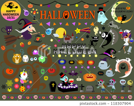 HAPPY HALLOWEEN Halloween event vector illustration set for October 31st 118307904