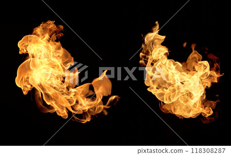 Fire flames collection isolated Fire flames collection isolated 118308287