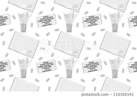 Back to School Seamless Pattern Coloring Page 118308342