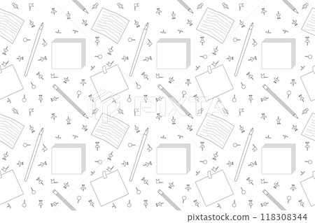 Back to School Coloring Page with Stationery Items 118308344