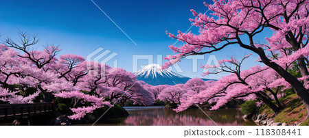 Japanese parks are full of trees and flowers. 118308441