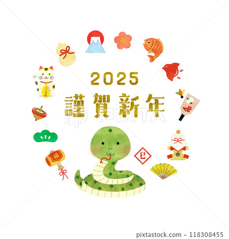 蛇年新年快樂插畫 118308455