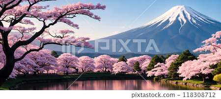 Japanese parks are full of trees and flowers. 118308712