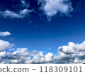 Blue sky and white clouds with space for text in the middle 118309101