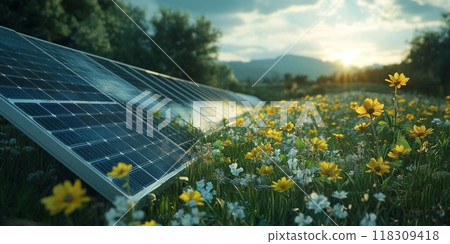 Solar panel, photovoltaic, alternative electricity source - concept of sustainable resources 118309418