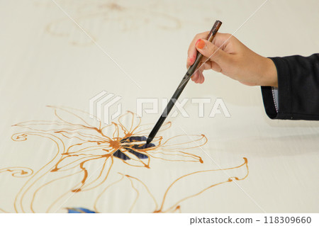 Batik design motif and pattern. traditional Malaysian fabric 118309660