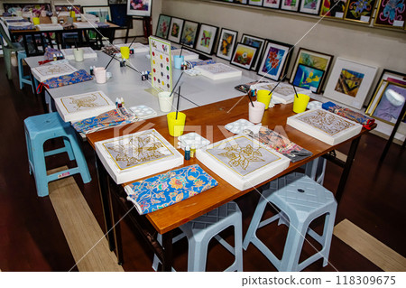Batik design motif and pattern. traditional Malaysian fabric 118309675