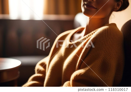 Trendy cozy moment captured with serene elegance. 118310017