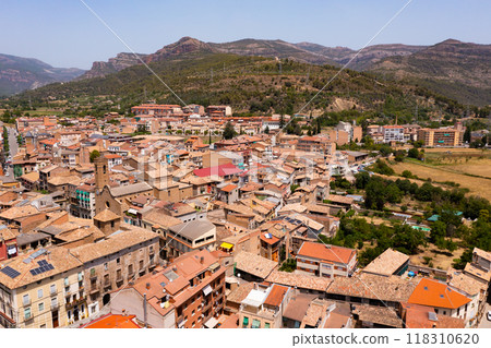Drone photo of Spanish town La Pobla de Segur 118310620