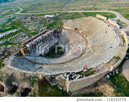 Top view of the theater of Hierapolis in Pamukkale Top view of the theater of Hierapolis in Pamukkale 118310778