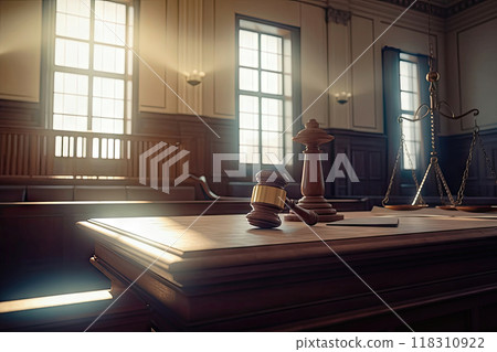 Court of Law: Judge's Gavel and Scales of Justice Amidst the Legal Proceedings - Generative AI Court of Law: Judge's Gavel and Scales of Justice Amidst the Legal Proceedings - Generative AI 118310922