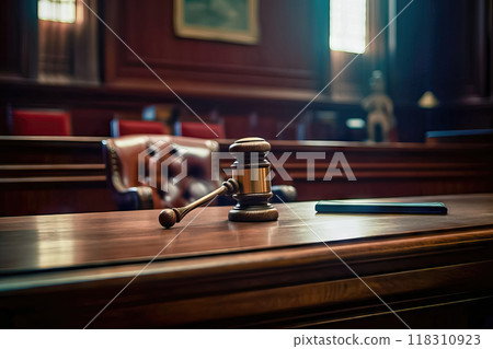 Courtroom Authority: Judge's Gavel Symbolizing Legal Power - Generative AI 118310923