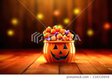 Lively Pumpkin Decoration: Celebrating Halloween - Generative AI 118310938