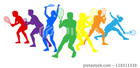 Silhouette Tennis Players Silhouettes Concept Silhouette Tennis Players Silhouettes Concept 118311339