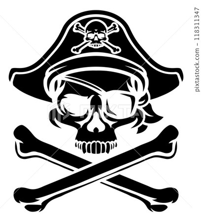 Pirate Hat Skull and Crossbones Cartoon 118311347