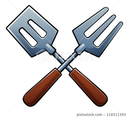 Barbecue Tools BBQ Cartoon Icon Illustration Barbecue Tools BBQ Cartoon Icon Illustration 118311393
