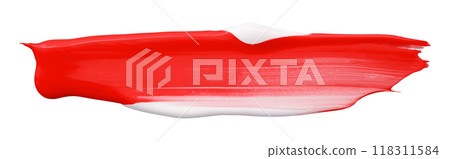 Shiny red liquid from separate brush strokes on white background. Shiny red liquid from separate brush strokes on white background. 118311584