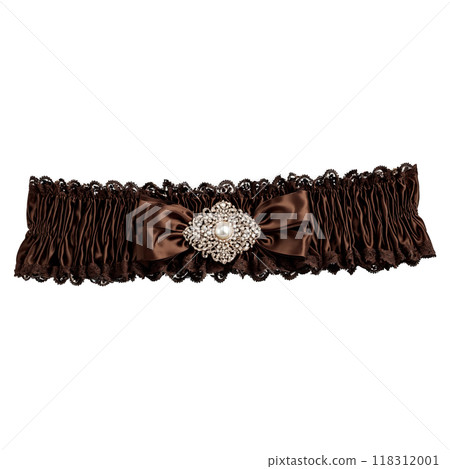 Chocolate brown velvet garter rich and luxurious gently lifting in a sophisticated swirl detailed 118312001