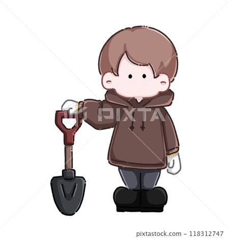拿著鏟子站著的男人 118312747