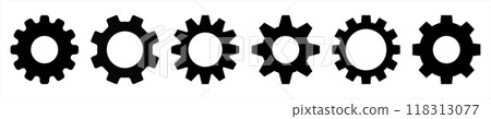 Gear set. Black gear wheel icons set on white background - stock vector. Gear set. Black gear wheel icons set on white background - stock vector. 118313077