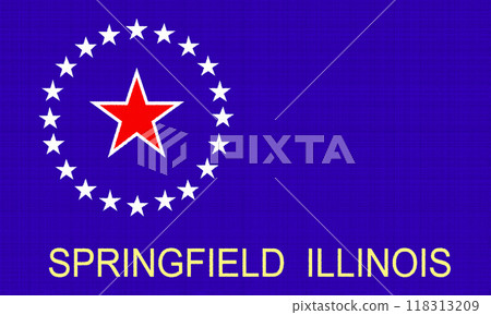 Flag of the city of Springfield, the capital of Illinois, USA, on a background of fabric texture. Conceptual collage 118313209
