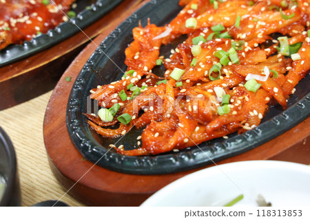 korea food. grilled deodeok root, mountain herb whose roots have restorative properties korea food. grilled deodeok root, mountain herb whose roots have restorative properties 118313853