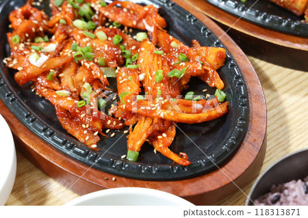korea food. grilled deodeok root, mountain herb whose roots have restorative properties korea food. grilled deodeok root, mountain herb whose roots have restorative properties 118313871