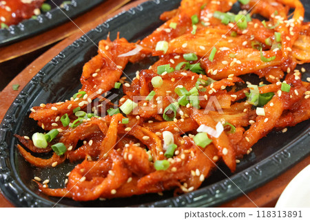korea food. grilled deodeok root, mountain herb whose roots have restorative properties 118313891