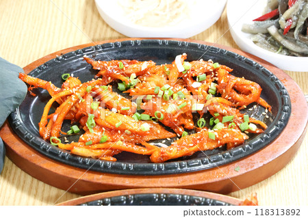 korea food. grilled deodeok root, mountain herb whose roots have restorative properties korea food. grilled deodeok root, mountain herb whose roots have restorative properties 118313892