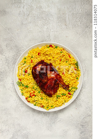 kabsa, rice with chicken, Saudi Arabian dish, national dish, homemade, no people, 118314075