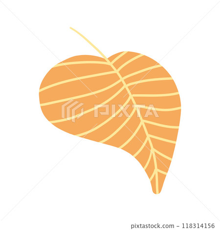 An orange fall leaf illustration with simple, bold lines. Perfect for seasonal designs, autumn-themed content, and botanical illustrations with vibrant foliage 118314156