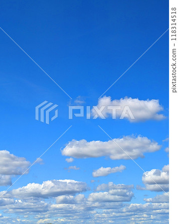 Blue Fluffy Clouds White in the Sky Autumn Day Skyscape 118314518