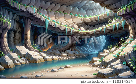 "Cave exploration scenery" 118314534