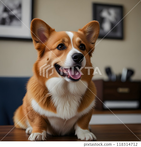 Business Corgi Dog working in the Office 118314712