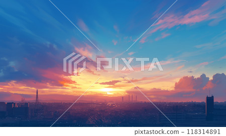 A morning glow town A morning glow town 118314891