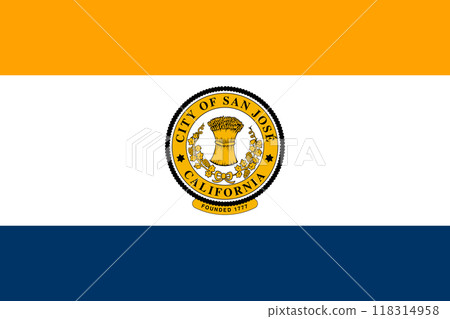 Flag of the city of San Jose, California, USA, original colors and proportions. Illustration Flag of the city of San Jose, California, USA, original colors and proportions. Illustration 118314958