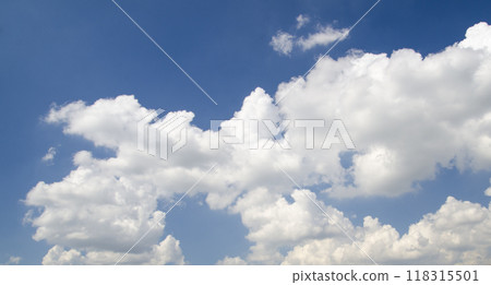 White clouds in deep blue sky White clouds in deep blue sky 118315501