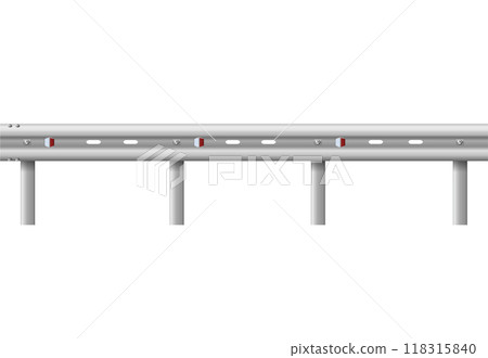 Metallic road barrier fence. 3d roadblock for safety on highway. Metallic road barrier fence. Vector Metallic road barrier fence. 3d roadblock for safety on highway. Metallic road barrier fence. Vector 118315840