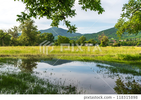 High water and seasonal flood in summer and autumn after raining. 118315898