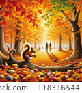 Autumn leaves and fallen leaves 118316544